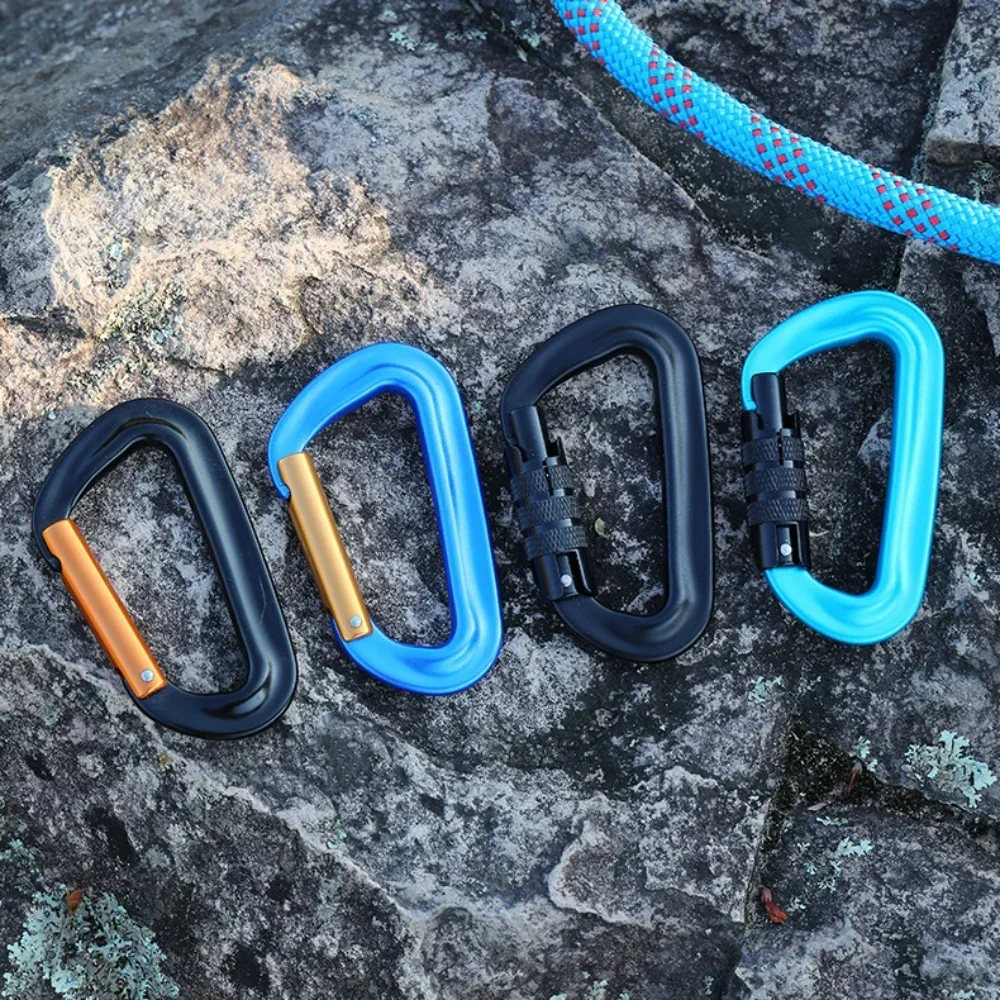 Carabiners Aluminum 12Kn Heavy Duty - 12kN D-Shaped Aluminum Alloy Carabiner with