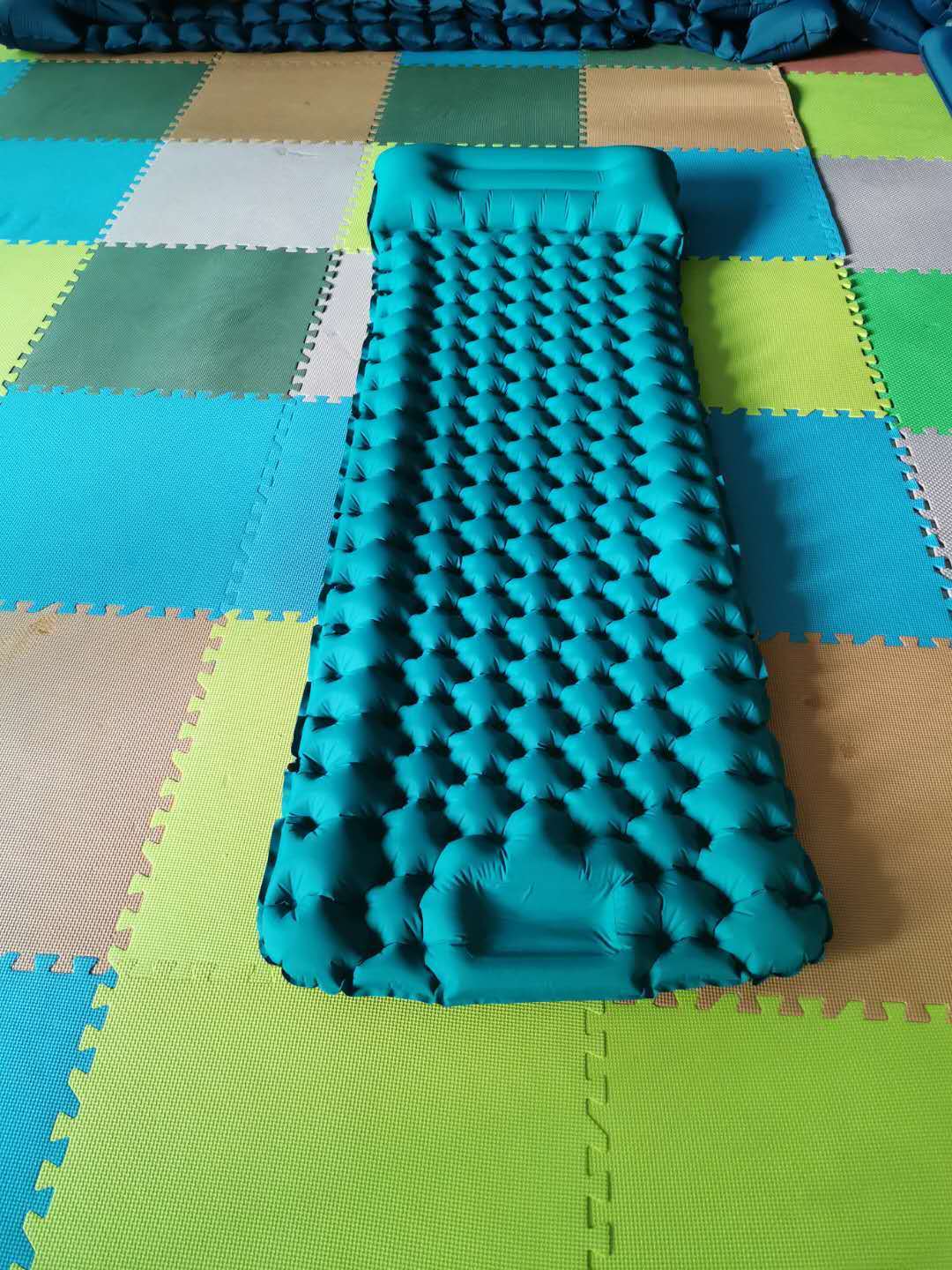 Inflatable Camping Sleeping Pad Pillow - Camping Single Inflatable Air Mattress Teal