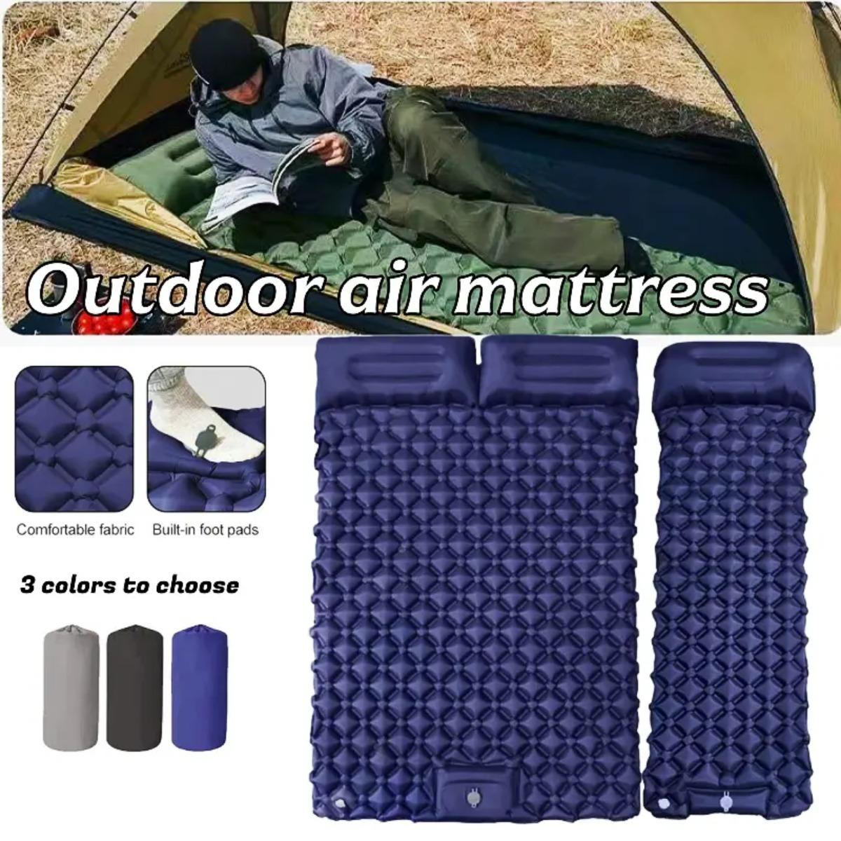 Inflatable Camping Sleeping Pad Pillow - Single & Double Inflatable Air Mattress,