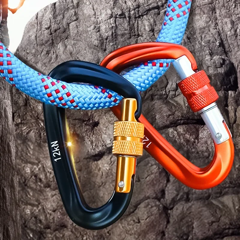 Carabiners Aluminum 12Kn Heavy Duty - 12KN D-Type Heavy Duty Screw Lock