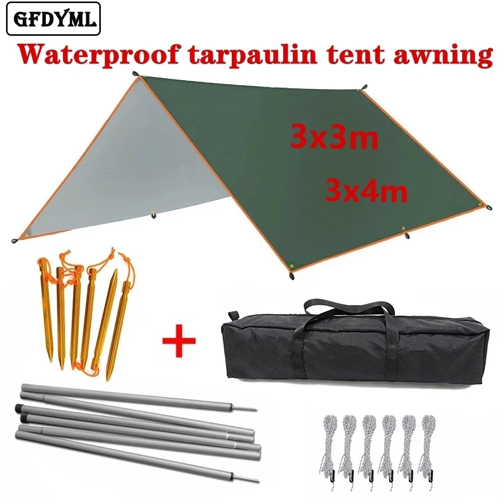 Hammock Rain Fly Tarp Waterproof 3X3M - 4x3m 3x3m Awning Waterproof Tarp Tent