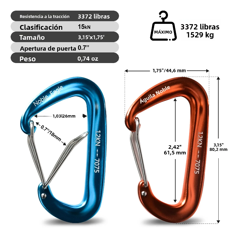6Pcs 12kn Carabiner Set D Ring - đánh giá và giá Carabiners Aluminum 12Kn Heavy Duty