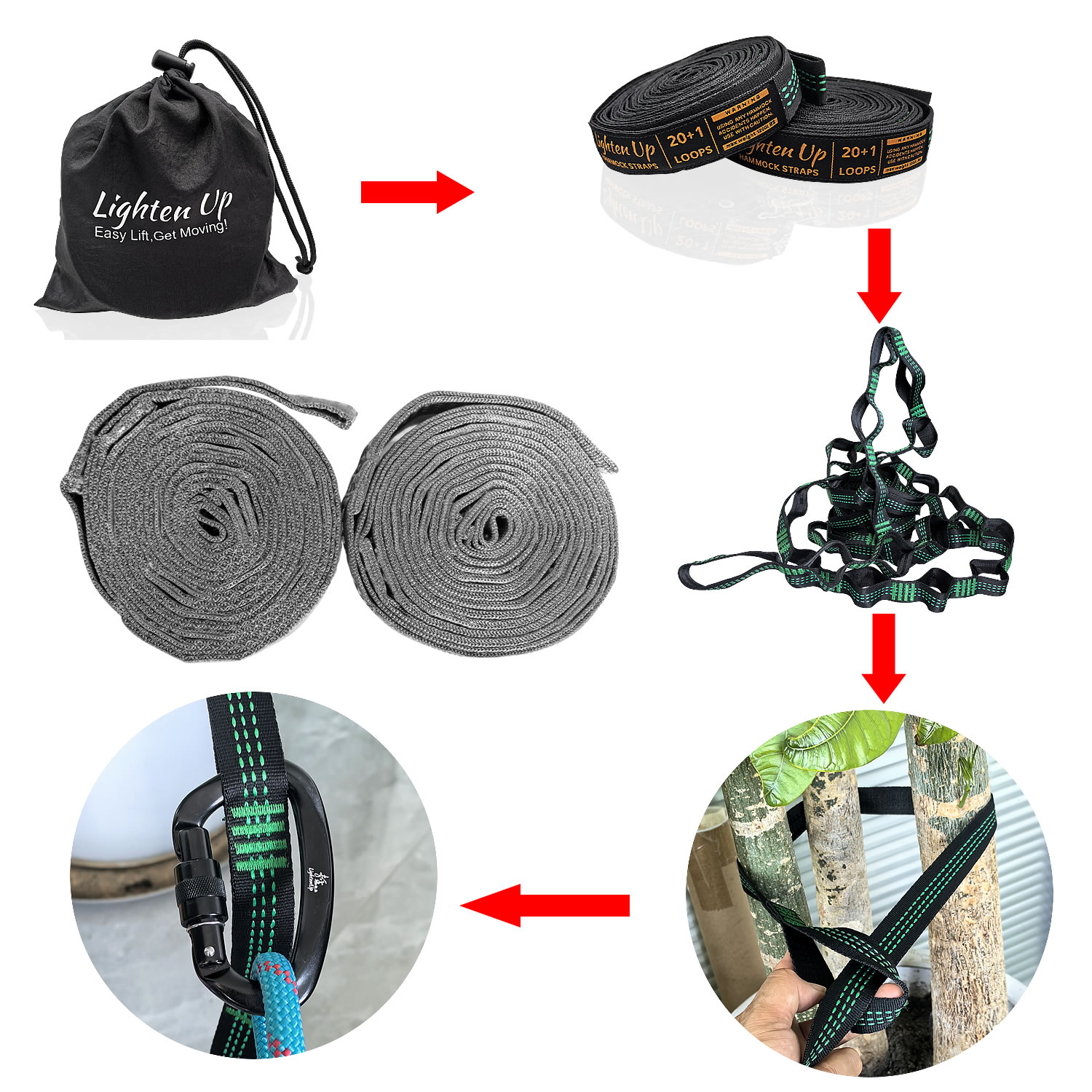 LightenUp Hammock Straps & Bel - đánh giá và giá Tree Straps Hammock Heavy Duty 10Ft
