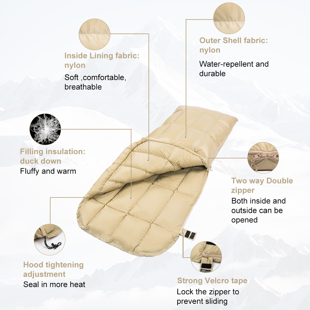 Ultra-Light 4 Season Nylon Duc - đánh giá và giá Sleeping Bag 4 Season Down Winter
