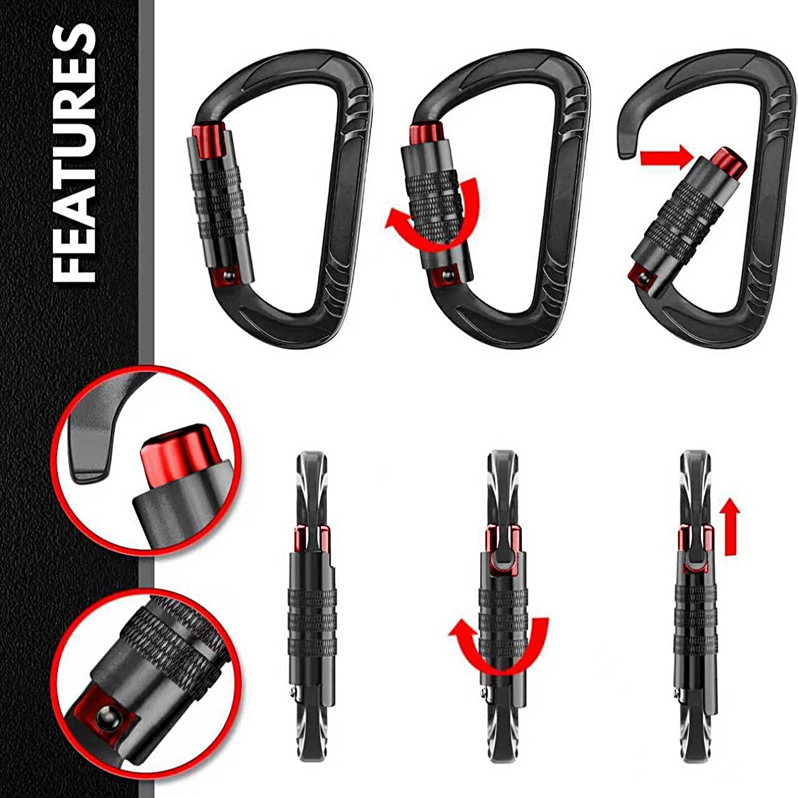 12KN Locking Carabiner Clip He - đánh giá và giá Carabiners Aluminum 12Kn Heavy Duty