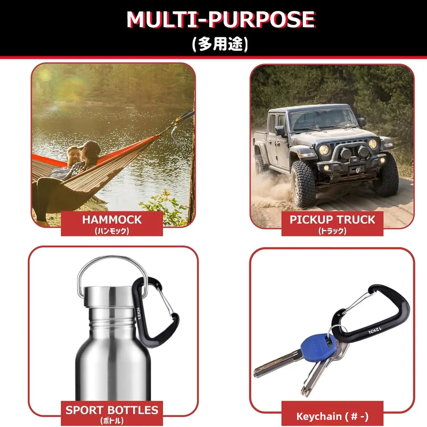 4PCS 12kN Carabiners Set D-typ - đánh giá và giá Carabiners Aluminum 12Kn Heavy Duty