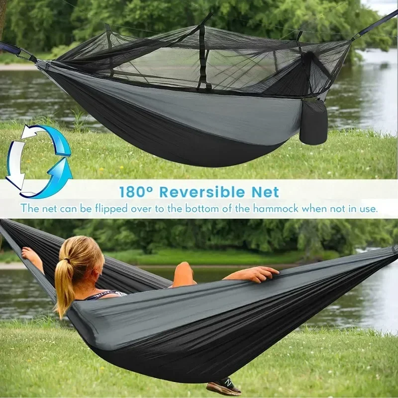 Camping Hammock with Net, Ligh - đánh giá và giá Double Hammock Portable Parachute Nylon