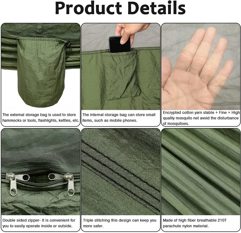 Camping Hammock with Net, Ligh - đánh giá và giá Double Hammock Portable Parachute Nylon