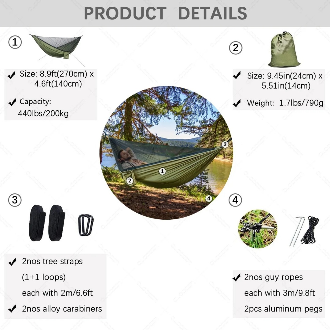 Portable Double Hammock with M - đánh giá và giá Double Hammock Portable Parachute Nylon