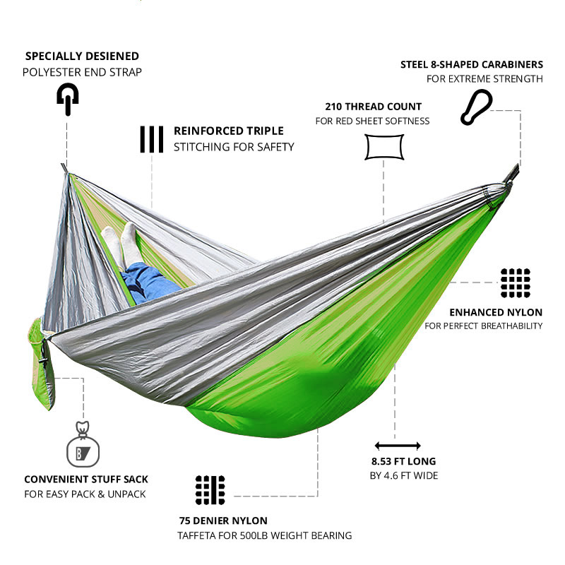 2.6M Portable Nylon Parachute  - đánh giá và giá Double Hammock Portable Parachute Nylon