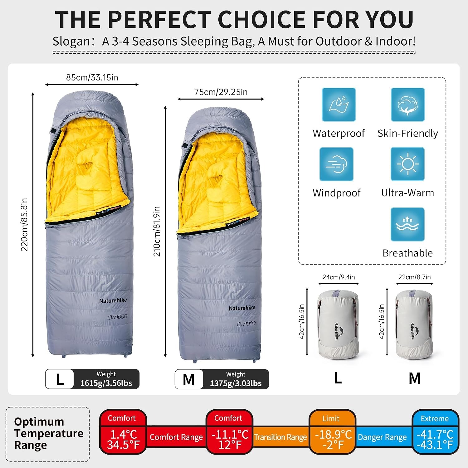 Naturehike CW400/CW700 Ultrali - đánh giá và giá Sleeping Bag 4 Season Down Winter