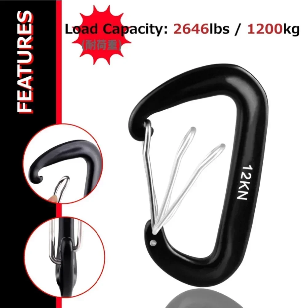 4PCS 12kN Carabiners Set D-typ - đánh giá và giá Carabiners Aluminum 12Kn Heavy Duty