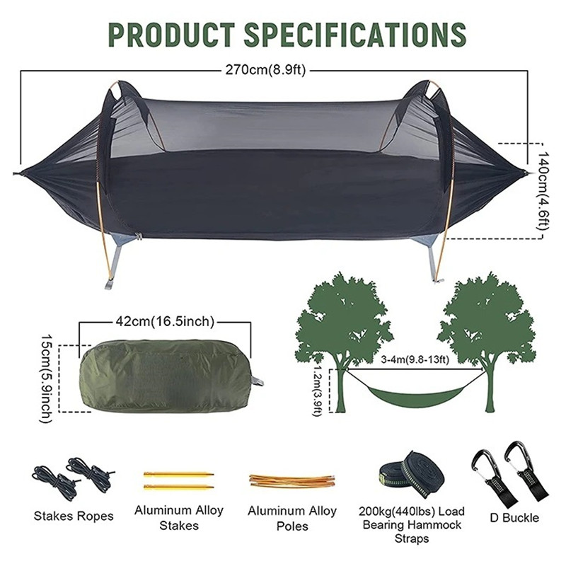 3-in-1 Tunnel Mosquito Net Ham - đánh giá và giá Camping Hammock With Mosquito Net Rainfly