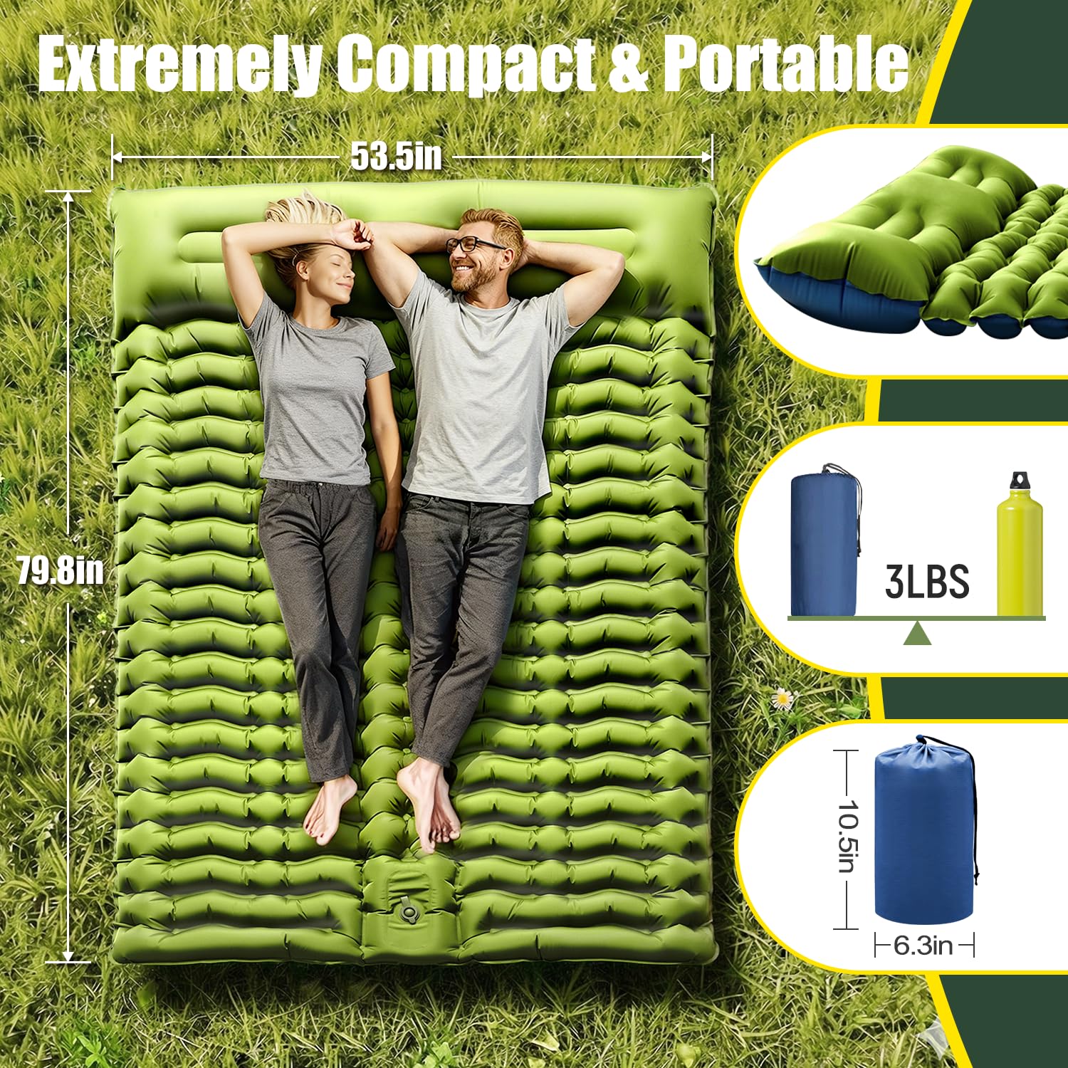 Double Inflatable Camping Air  - đánh giá và giá Inflatable Camping Sleeping Pad Pillow