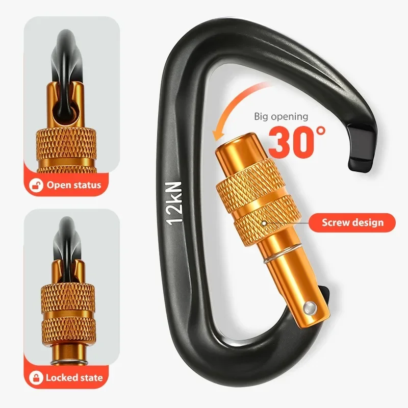 12KN D-Type Heavy Duty Screw L - đánh giá và giá Carabiners Aluminum 12Kn Heavy Duty