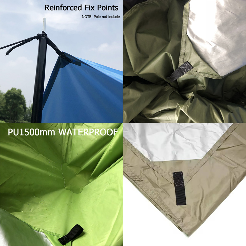 3x3m Camping Tarp, Waterproof  - đánh giá và giá Hammock Rain Fly Tarp Waterproof 3X3M