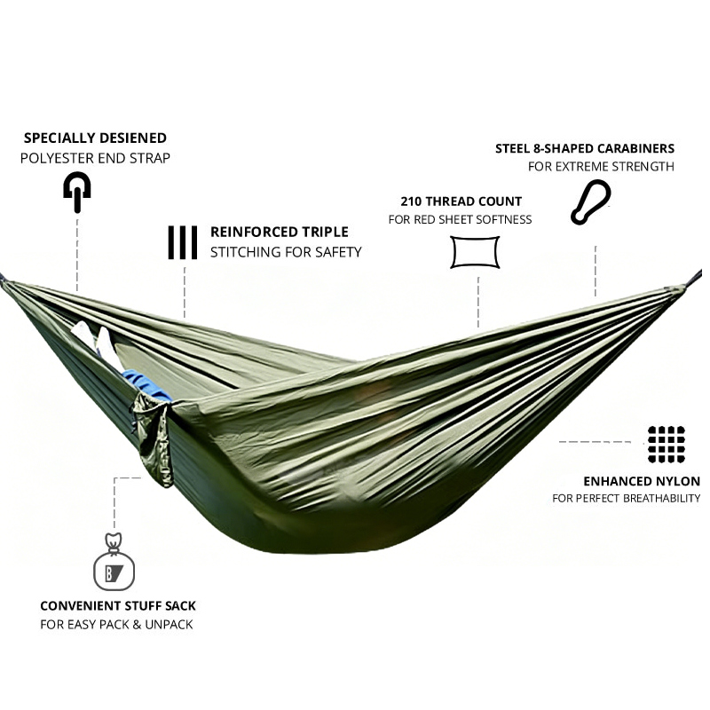 30 KN Quay Treo Phụ Kiện-Đầm X - đánh giá và giá Double Hammock Portable Parachute Nylon